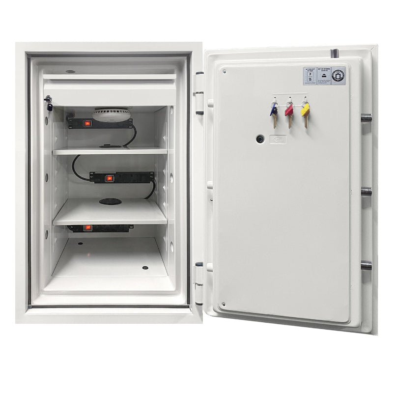 Phoenix BS0442 Battery Fighter Safe, 84 Litre with 3 lock types, fire-rated for 90 minutes, ideal for secure Lithium-Ion battery storage at home or office.