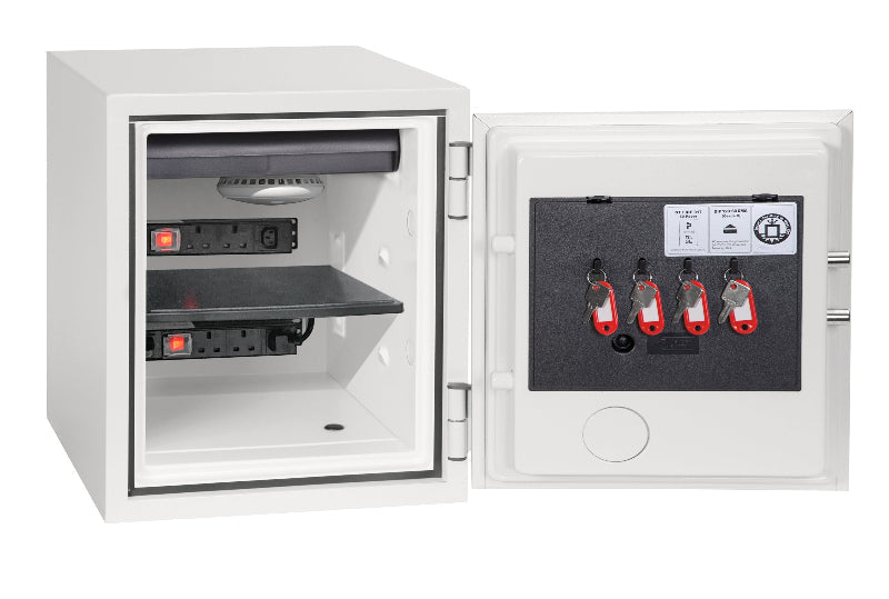 Phoenix Titan BS1282 Battery Safe, 25 Litre with internal charging ports and fire-rated protection, ideal for storing lithium-ion batteries securely.