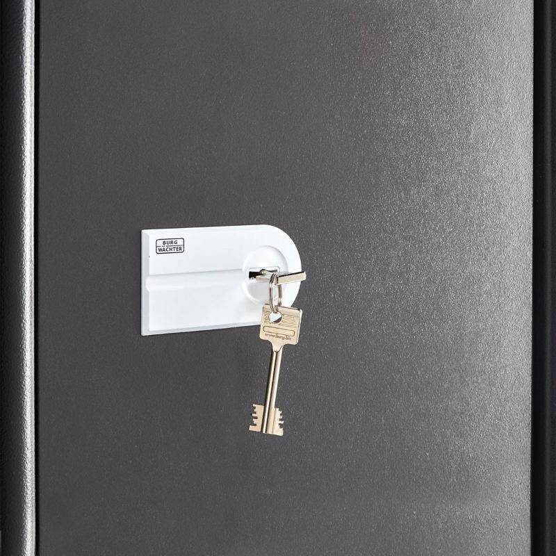 Close-up of Burg Wachter CL460 safe lock with key
