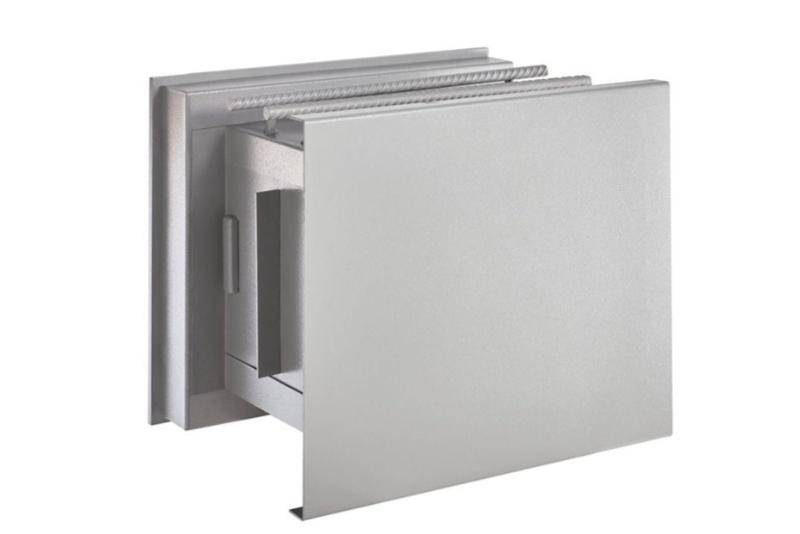 Rear and side view of Burg Wachter WTD710 wall safe showing installation frame and reinforced steel construction.