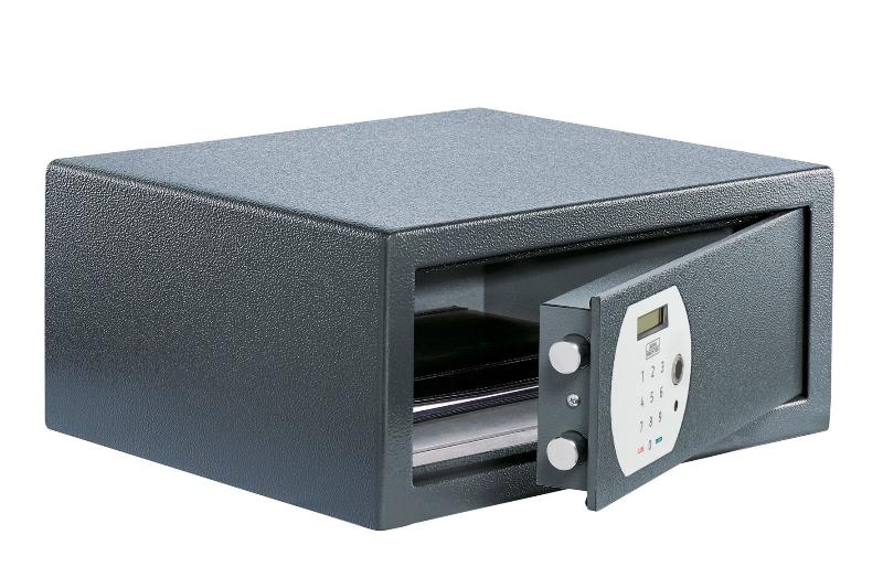 Open Burg Wachter PS130 Pure Laptop Safe 27.9 Litre showing interior space and digital keypad, perfect for home or office use.