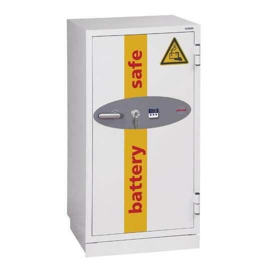 Phoenix BS1931 Battery Commander Safe, 220 Litres with key, electronic, and fingerprint lock options. Fire-rated for 90 minutes, ideal for lithium battery storage.