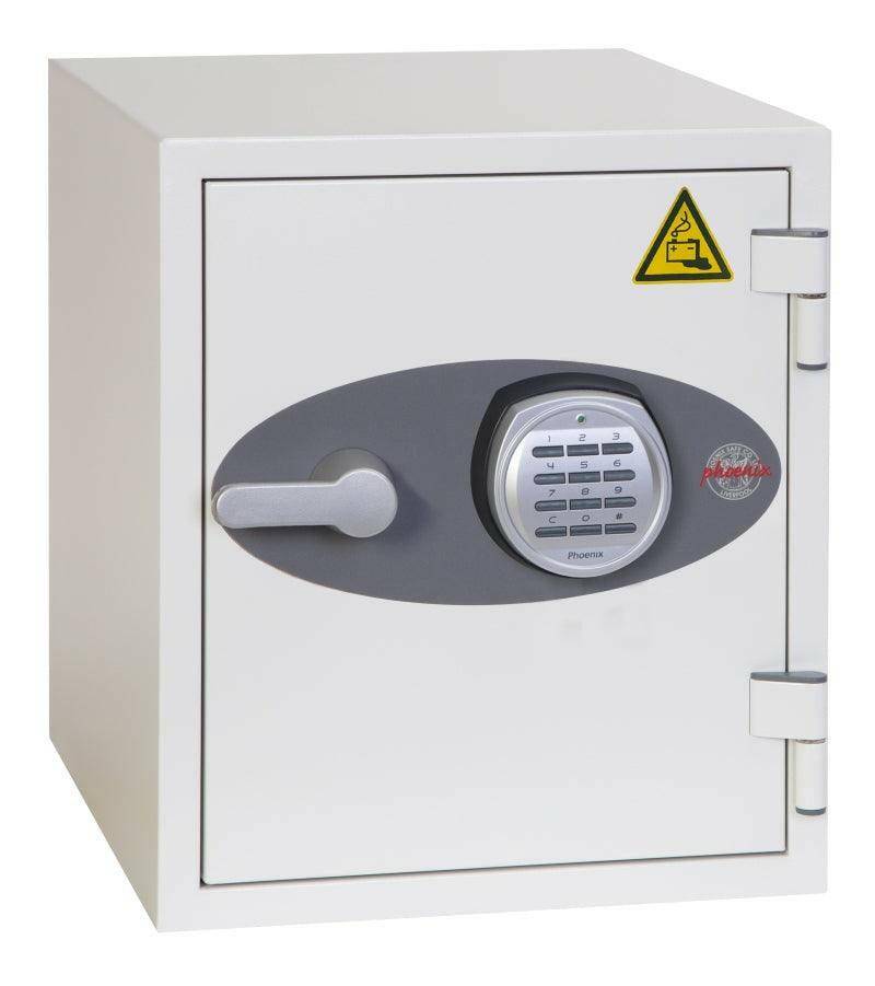 Phoenix Titan BS1282 Battery Safe, 25 Litre with electronic keypad lock, ideal for storing and charging lithium-ion batteries securely at home or office.