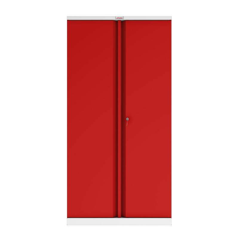 Front view of Phoenix SC1910GR red door storage cupboard