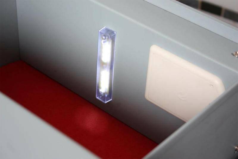 Interior LED light of Euro Vault SFEV-DR12-TZE drawer safe.