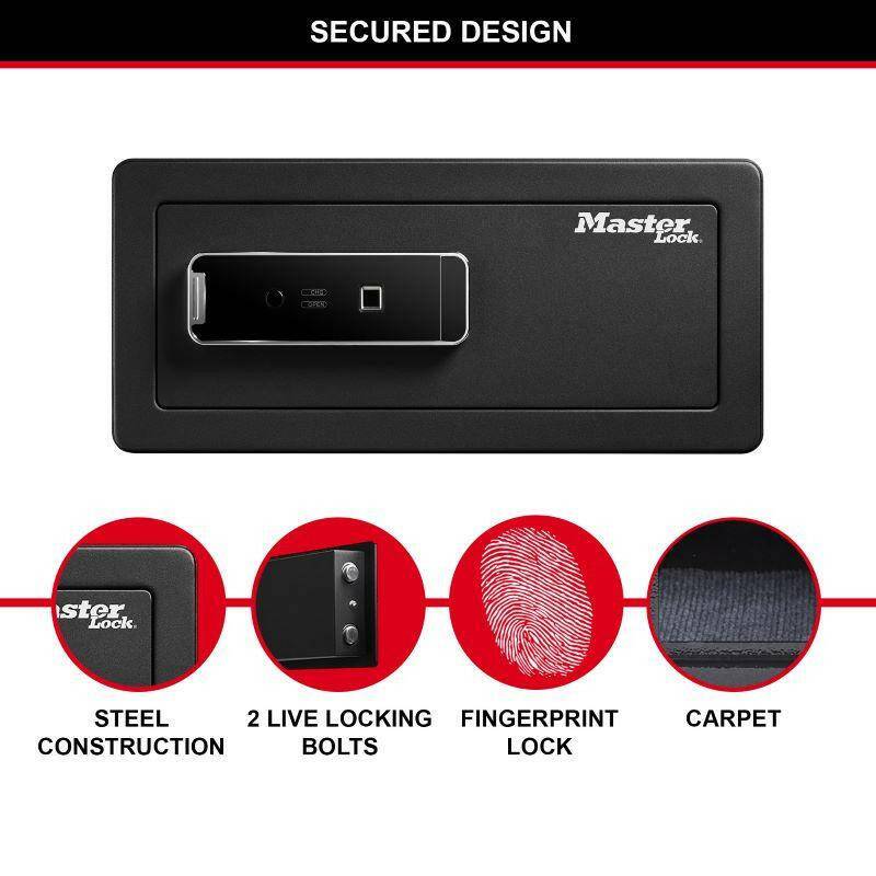 Master Lock safe with steel construction and carpet