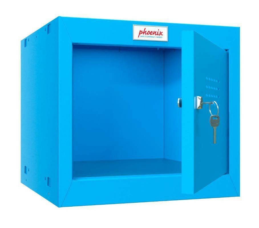 Open Phoenix CL0344BB blue cube locker with key lock