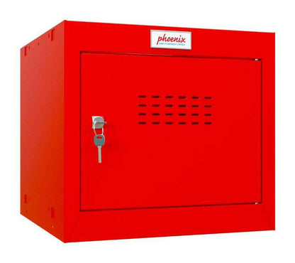 Phoenix CL0344RR red cube locker with key lock, closed