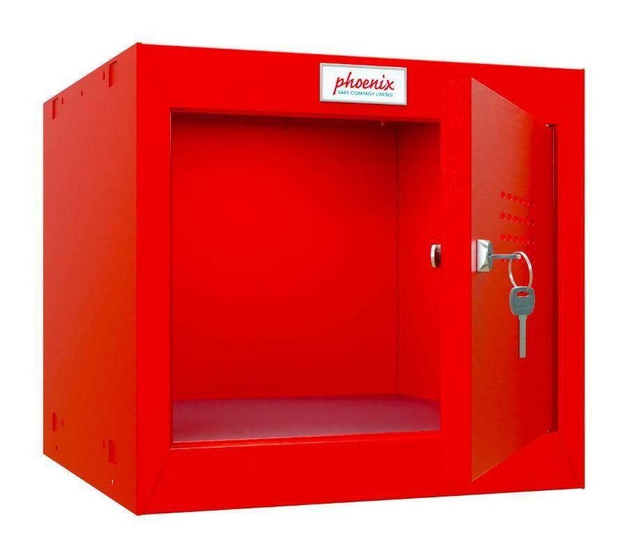 Phoenix CL0344RR red cube locker with key lock, open