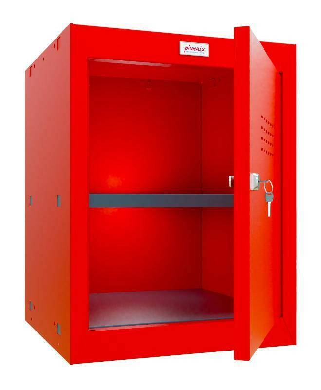 Phoenix CL0544RR red cube locker with key lock, open