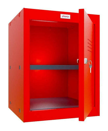 Phoenix CL0544RR red cube locker with key lock, open