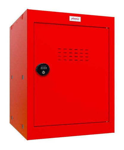 Phoenix CL0544RR red cube locker with combination lock, closed