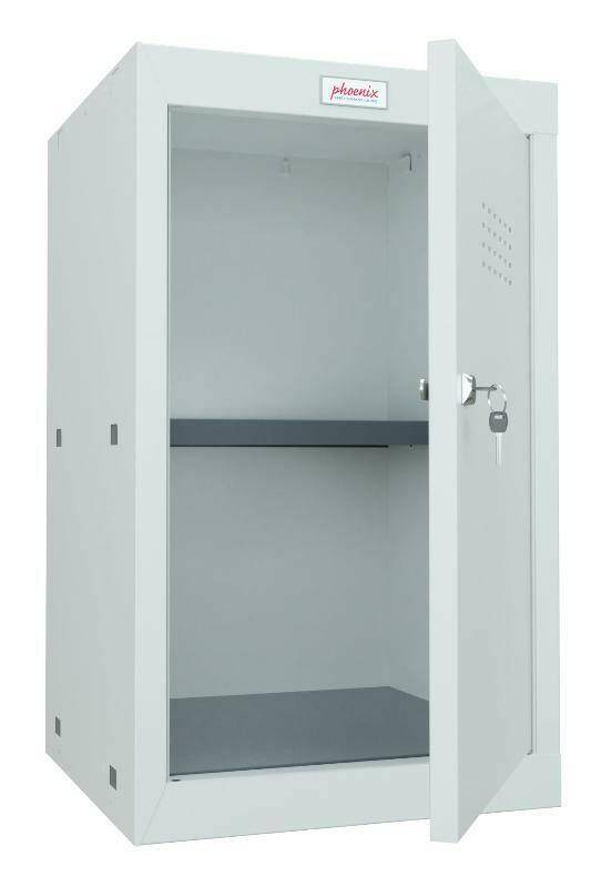 Phoenix CL0644GG Size 3 Cube Locker, open with shelf, light grey