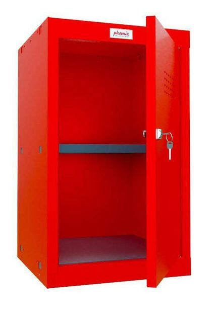 Phoenix CL0644RR red cube locker with key lock, open