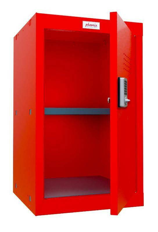 Phoenix CL0644RR red cube locker with electronic lock, open