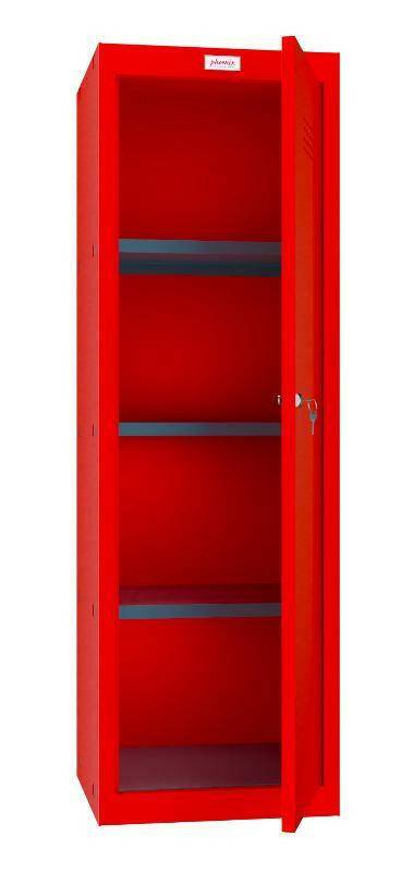 Phoenix CL1244RR red cube locker, open with shelves