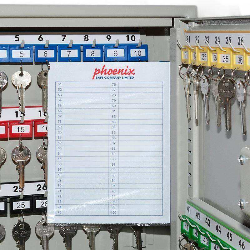 Close-up of Phoenix KC0071 key cabinet with key list