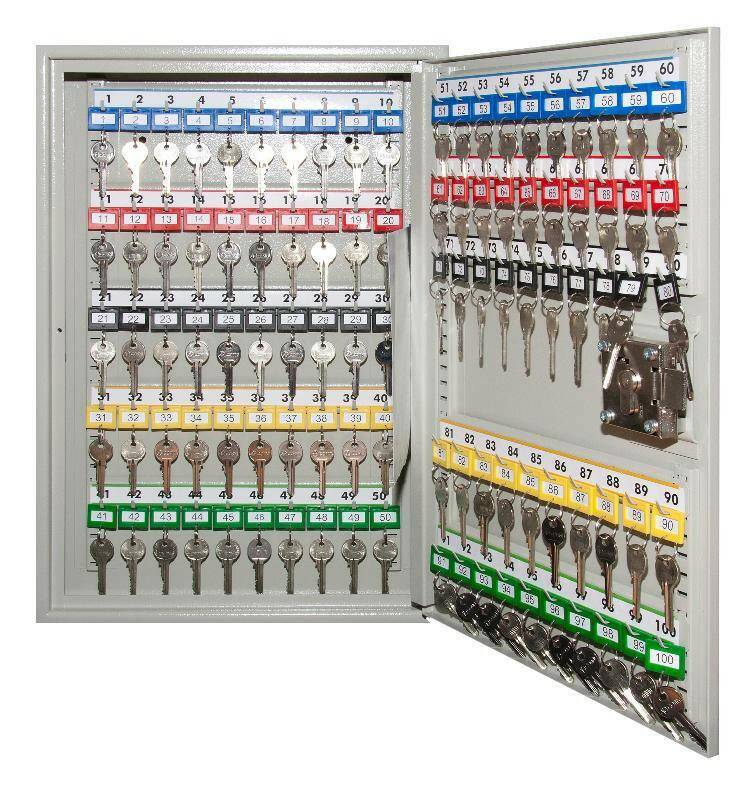 Open Phoenix KC0072 key cabinet holding 100 keys