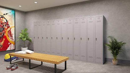 Row of grey Phoenix CD1130 lockers in room