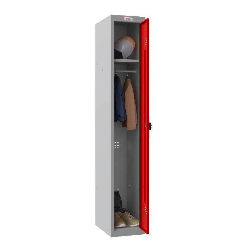 Open Phoenix locker with clothes and shoes inside