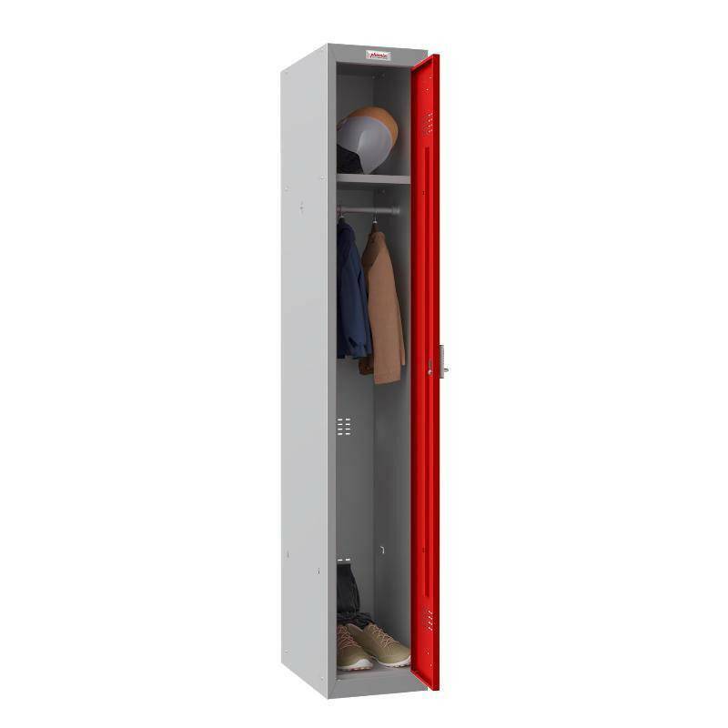 Open Phoenix locker with clothes and shoes inside