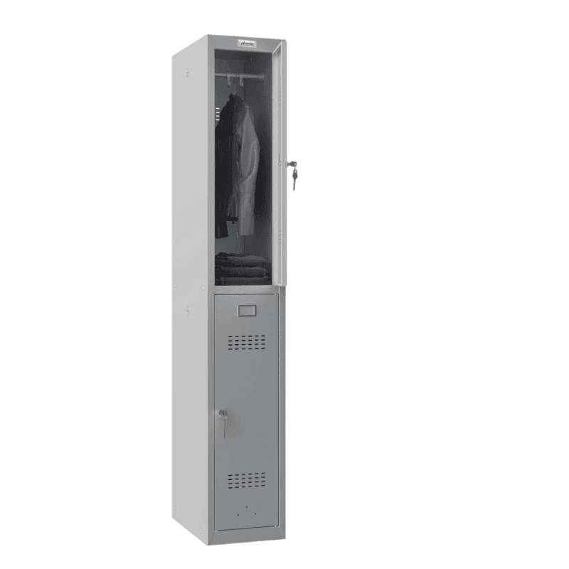 Phoenix PL1230GG locker, 1 column, 2 doors, open with clothes