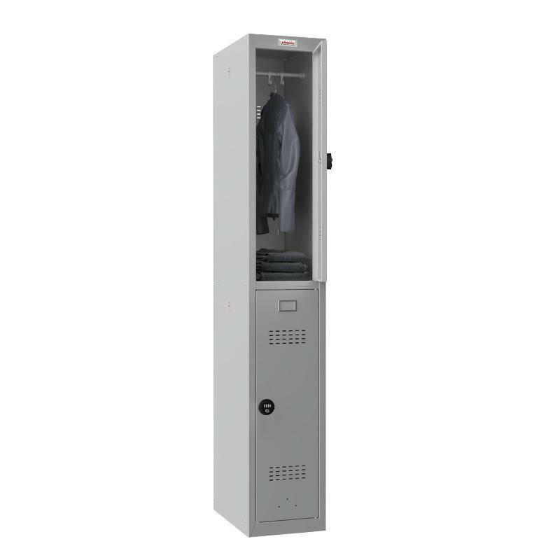 Phoenix PL1230GG locker, 1 column, 2 doors, open with clothes