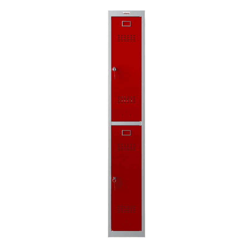 Phoenix PL1230GR locker with red doors, 1 column, 2 doors