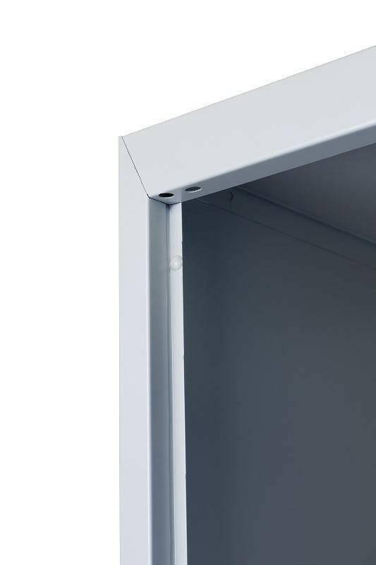 Close-up of Phoenix PL1230GR locker frame, grey color