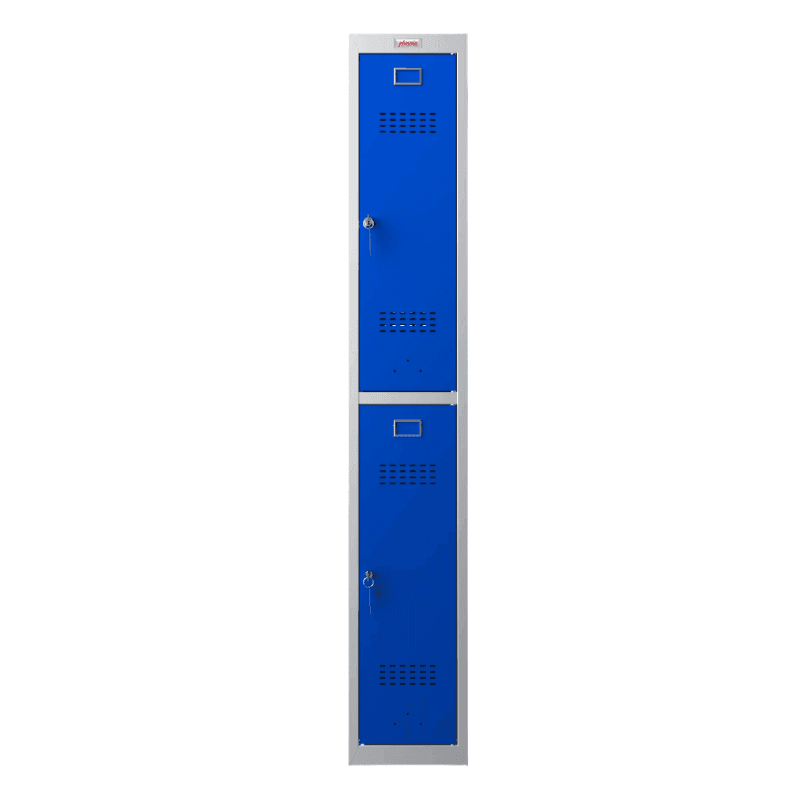 Phoenix PL1233GB 2-door locker, front view, blue doors