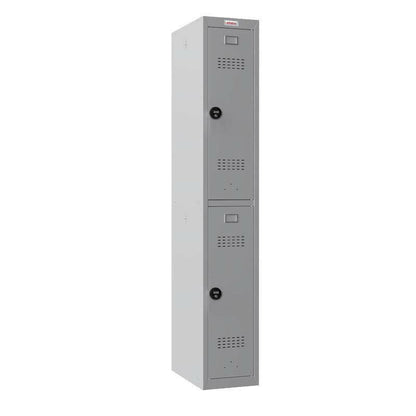 Phoenix PL1233GG locker, angled view, grey door with round lock