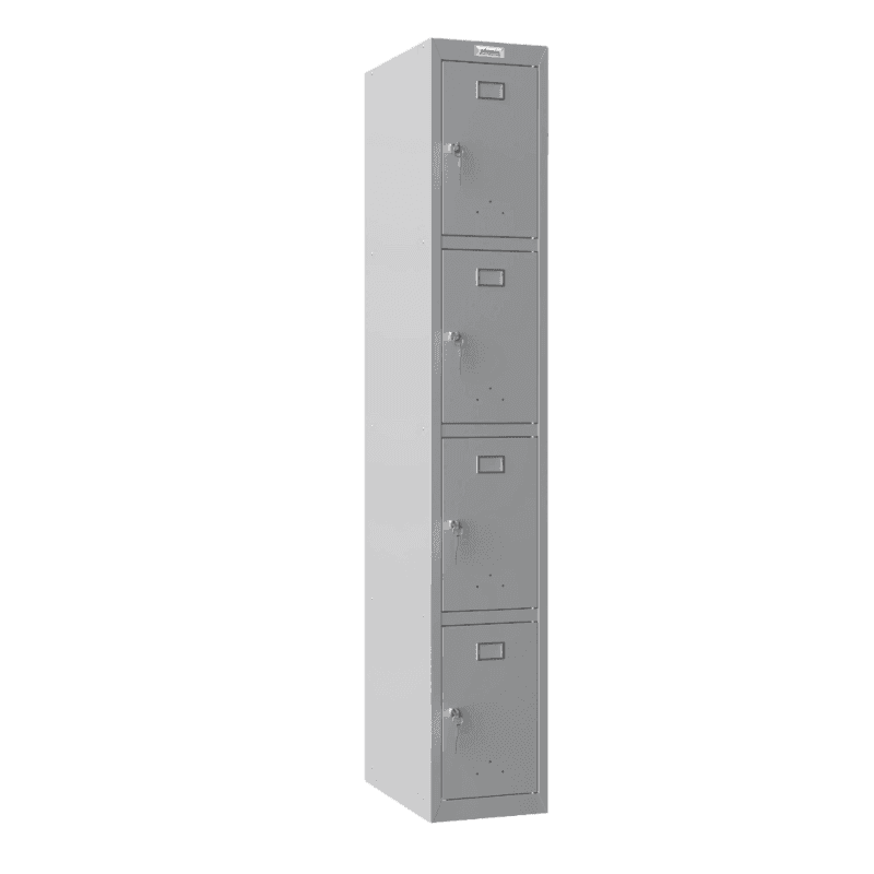 Phoenix PL1430GG 4-door locker, angled view, light grey