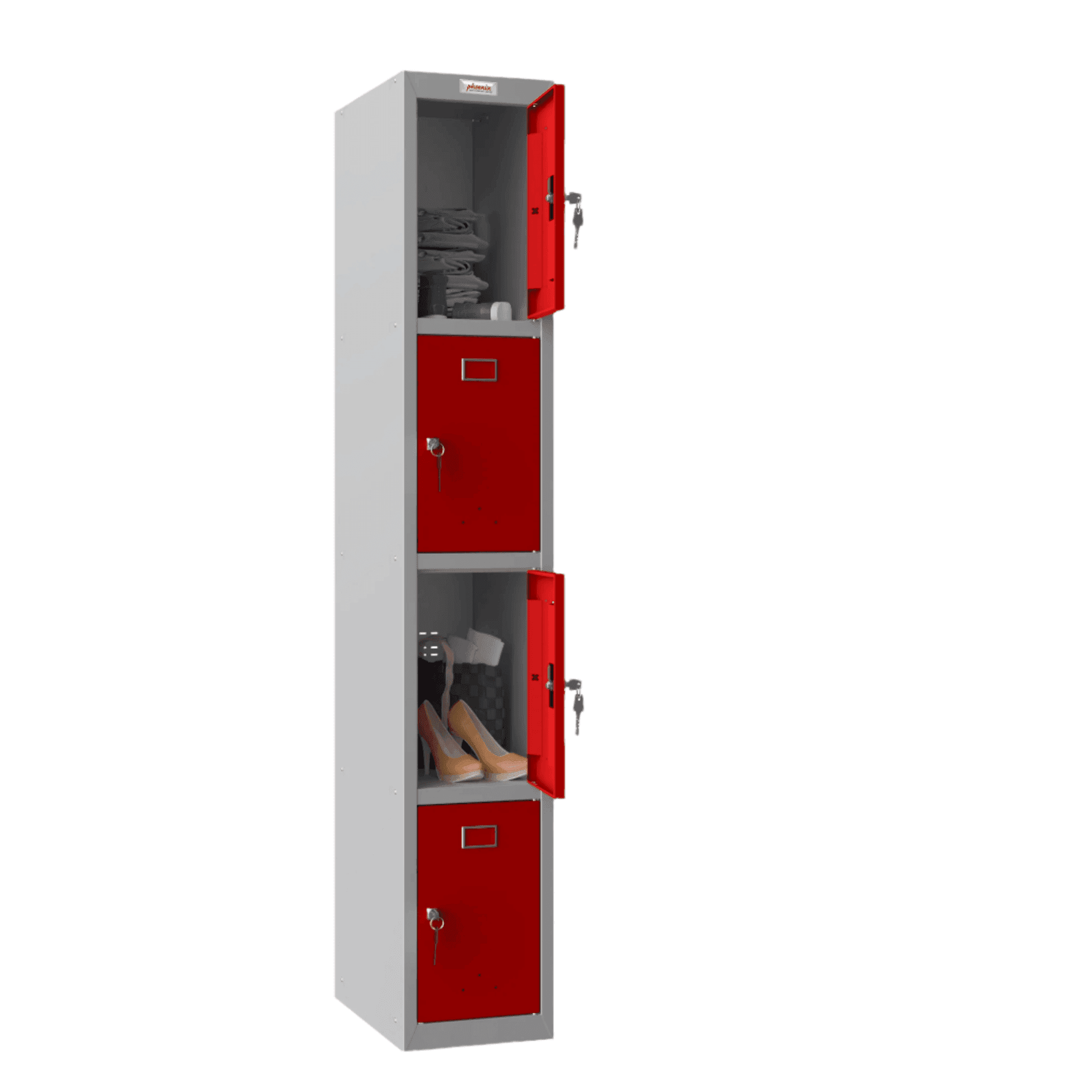 Phoenix PL1430GR locker, open doors, storage view