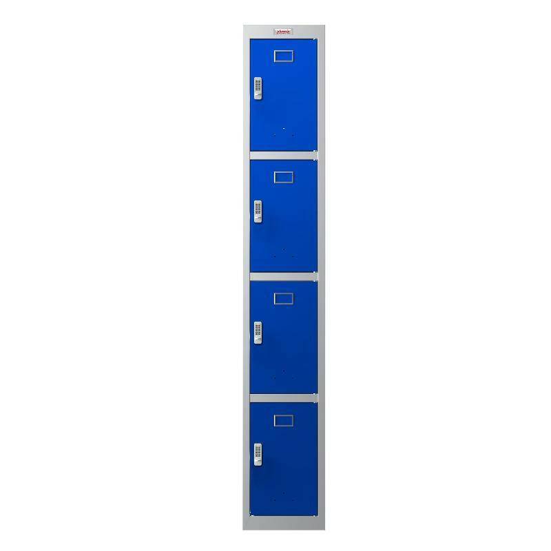 Phoenix PL1433GB 4-door blue locker, front view with electronic locks