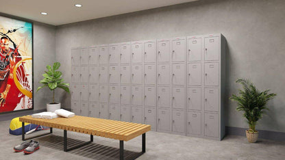 Row of Phoenix PL1433GG lockers in a room setting