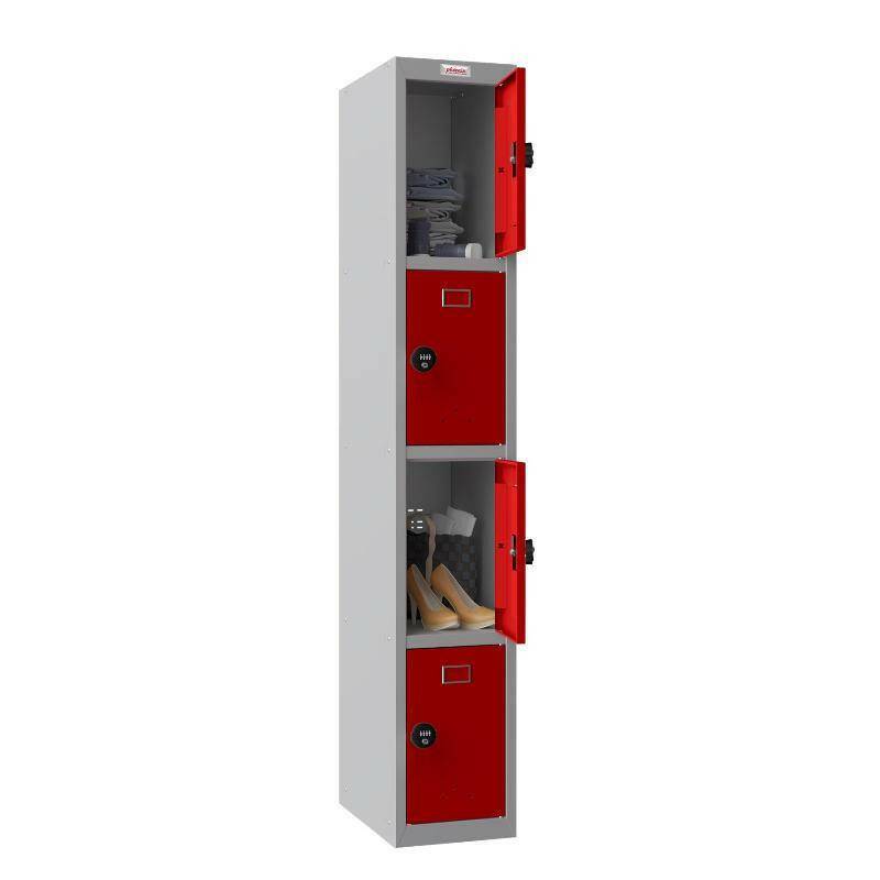 Phoenix locker with open doors, showing stored items