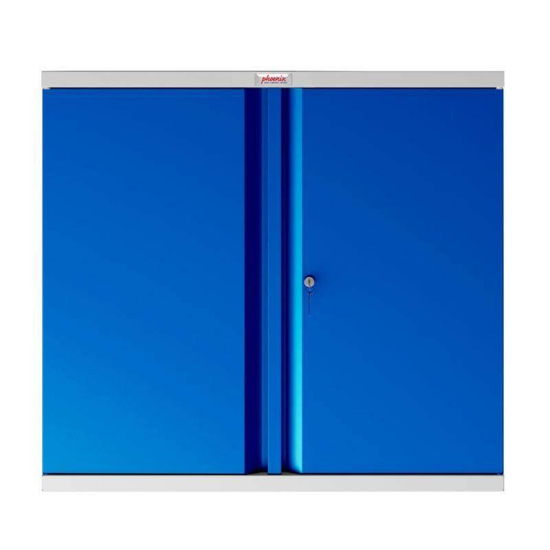 Front view of Phoenix SC1010GB blue storage cupboard