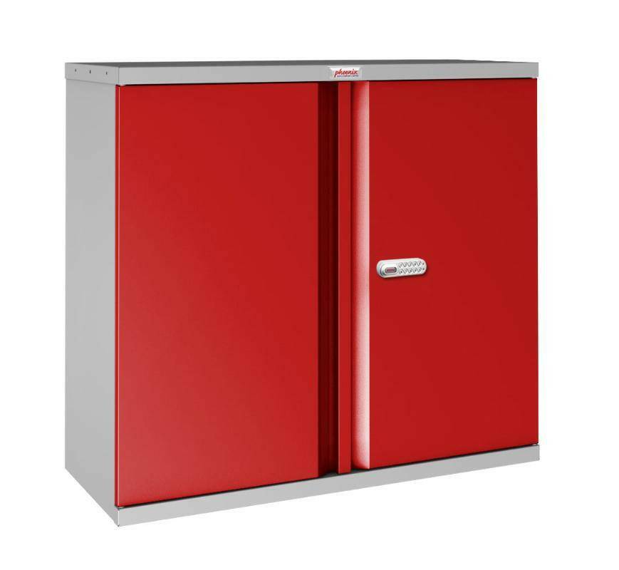 Phoenix SC1010GR red steel cupboard with electronic lock