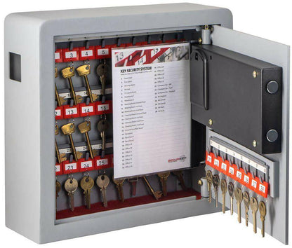 Interior view of Securikey Key Cabinet 38 with key slots