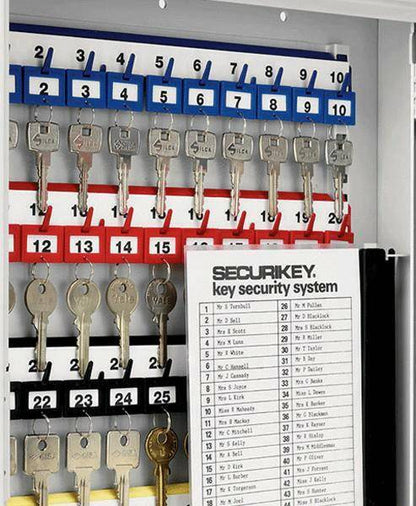 Close-up of Securikey Key Vault key organization system